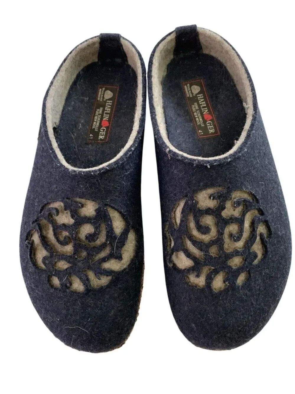 Haflinger Amaya felt clog floral cutout women's size 41